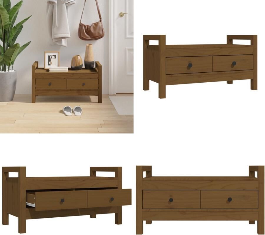 VidaXL Halbankje 80x40x43 cm massief grenenhout honingbruin Halbankje Halbankjes Bankje Gangbankje