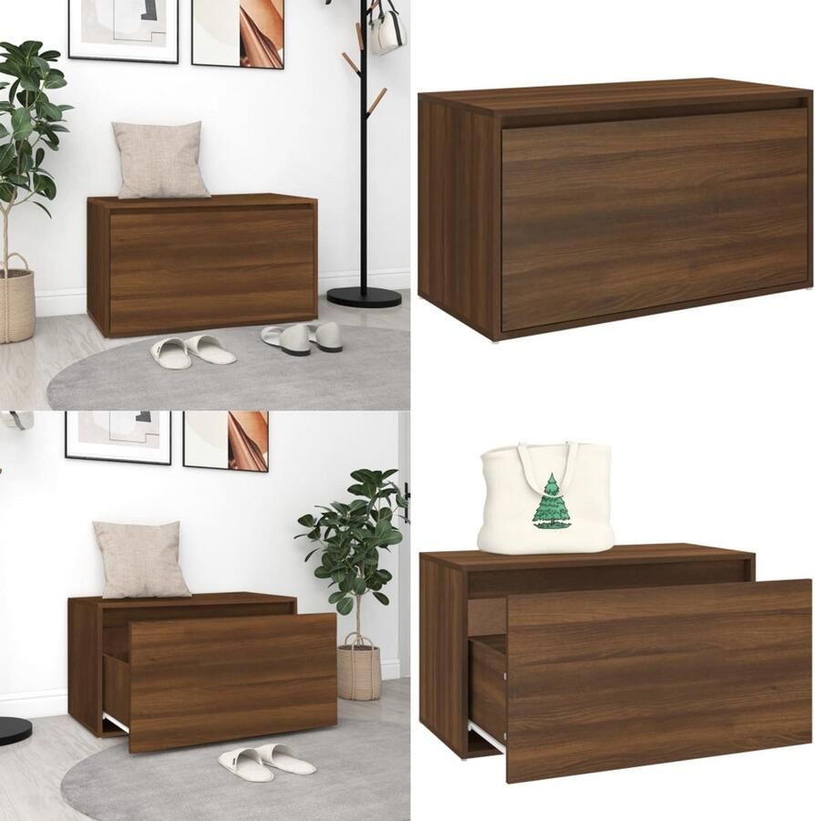 VidaXL Halbankje 80x40x45 cm bewerkt hout bruin eikenkleur Bank Banken Bankje Halbank