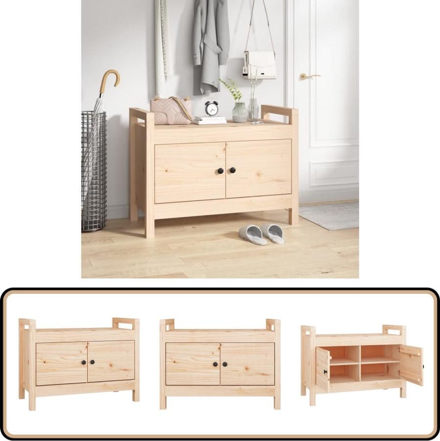 VidaXL Halbankje 80x40x60 cm Grenenhout Halbank Entreebank Houten Bank Opbergbank Grenoble Hout Bruine Bank