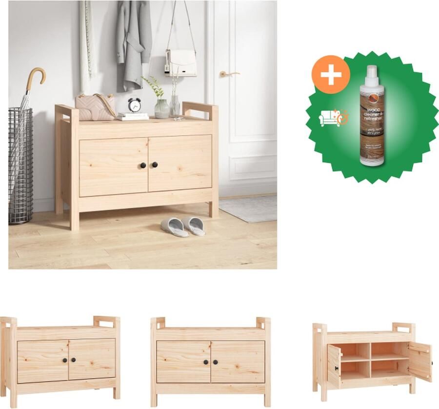 VidaXL Halbankje 80x40x60 cm massief grenenhout Hocker Inclusief Houtreiniger en verfrisser