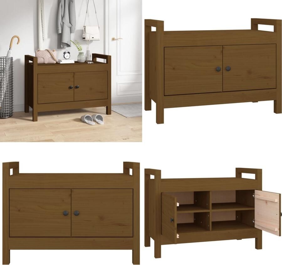 VidaXL Halbankje 80x40x60 cm massief grenenhout honingbruin Halbankje Halbankjes Bankje Gangbankje