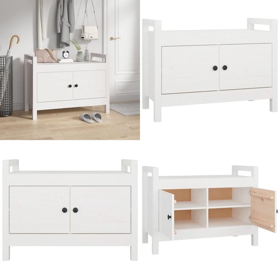 VidaXL Halbankje 80x40x60 cm massief grenenhout wit Halbankje Halbankjes Bankje Gangbankje