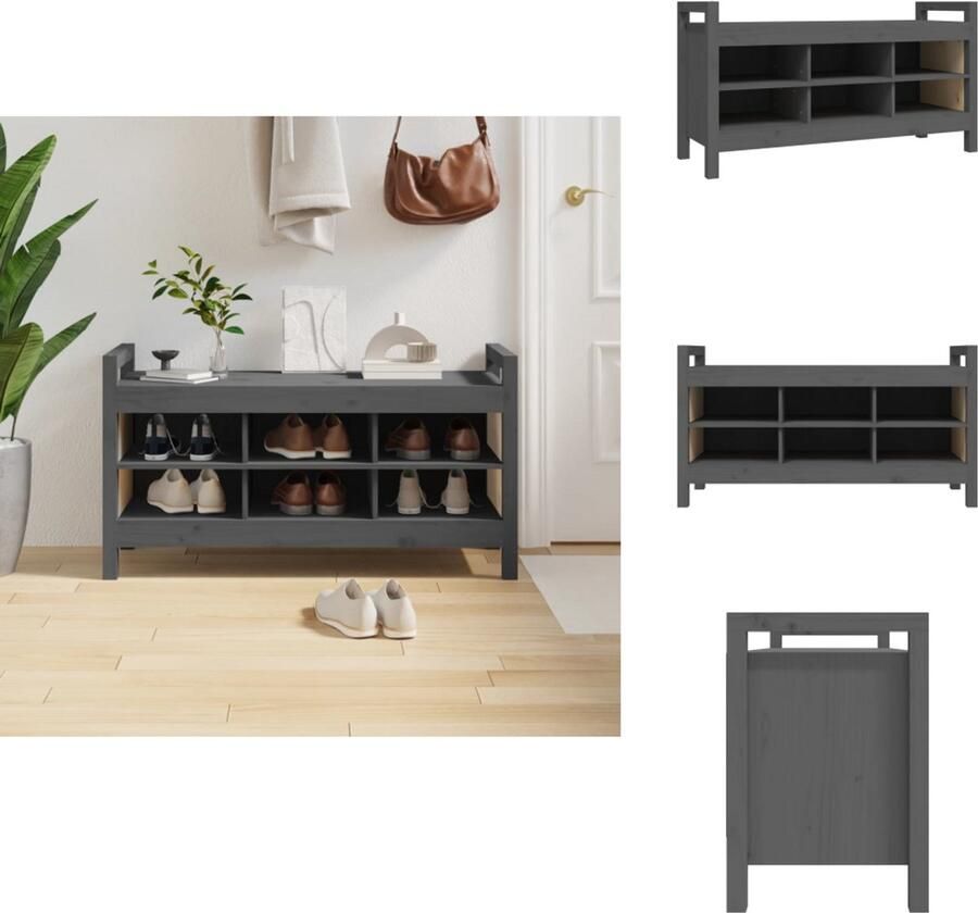 VidaXL Halbankje Halbankjes Bankje Gangbankje Halbankje 110x40x60 cm massief grenenhout grijs