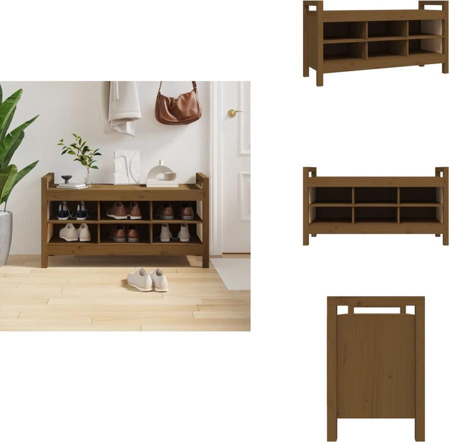 VidaXL Halbankje Halbankjes Bankje Gangbankje Halbankje 110x40x60 cm massief grenenhout honingbruin