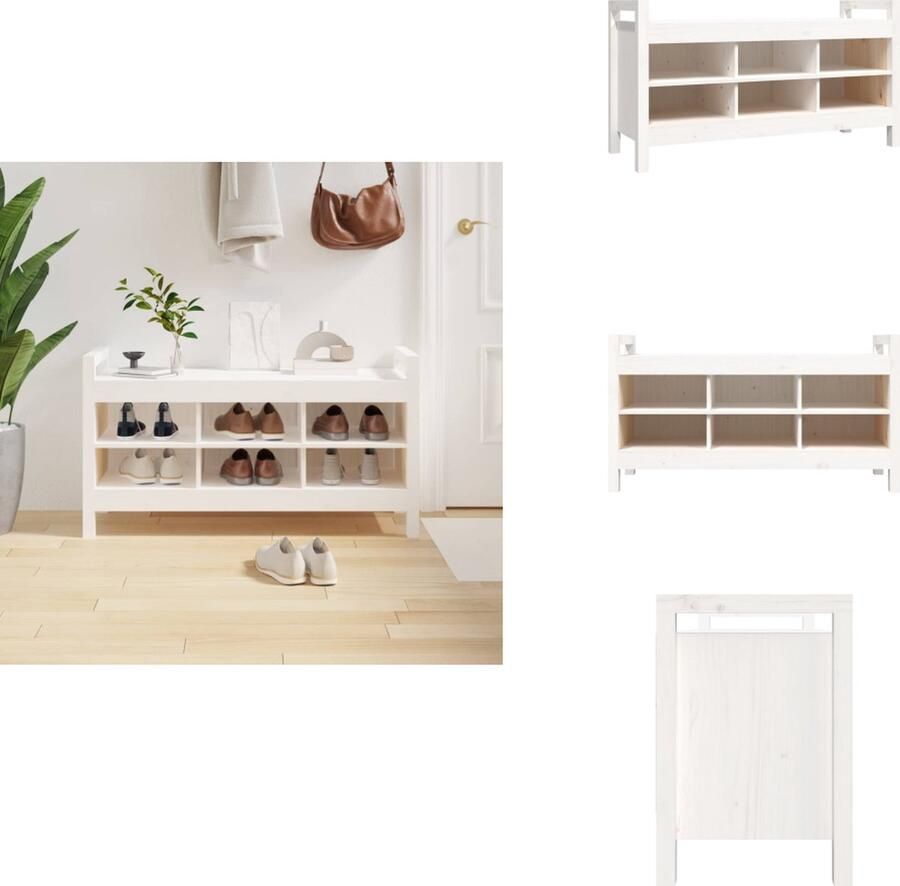 VidaXL Halbankje Halbankjes Bankje Gangbankje Halbankje 110x40x60 cm massief grenenhout wit