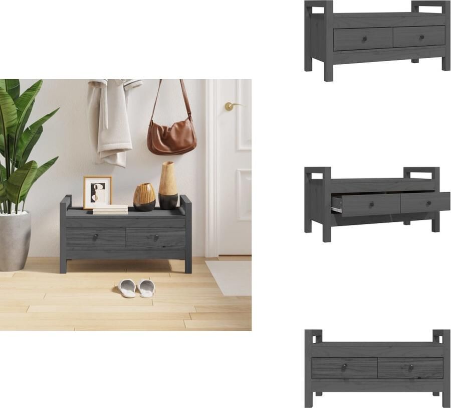 VidaXL Halbankje Halbankjes Bankje Gangbankje Halbankje 80x40x43 cm massief grenenhout grijs