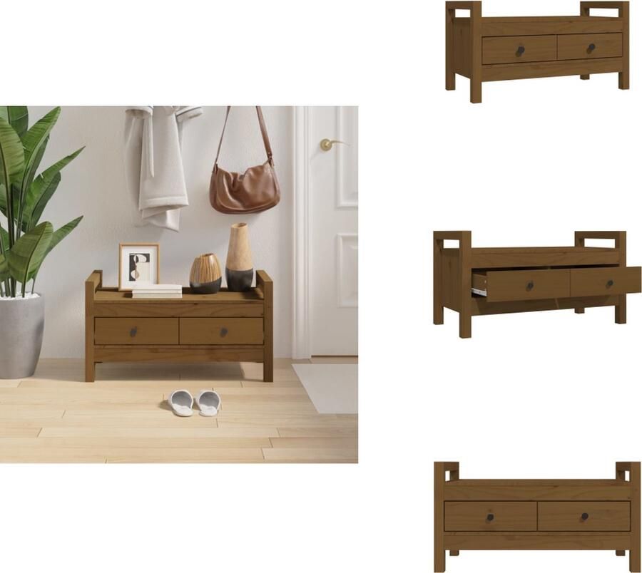 VidaXL Halbankje Halbankjes Bankje Gangbankje Halbankje 80x40x43 cm massief grenenhout honingbruin