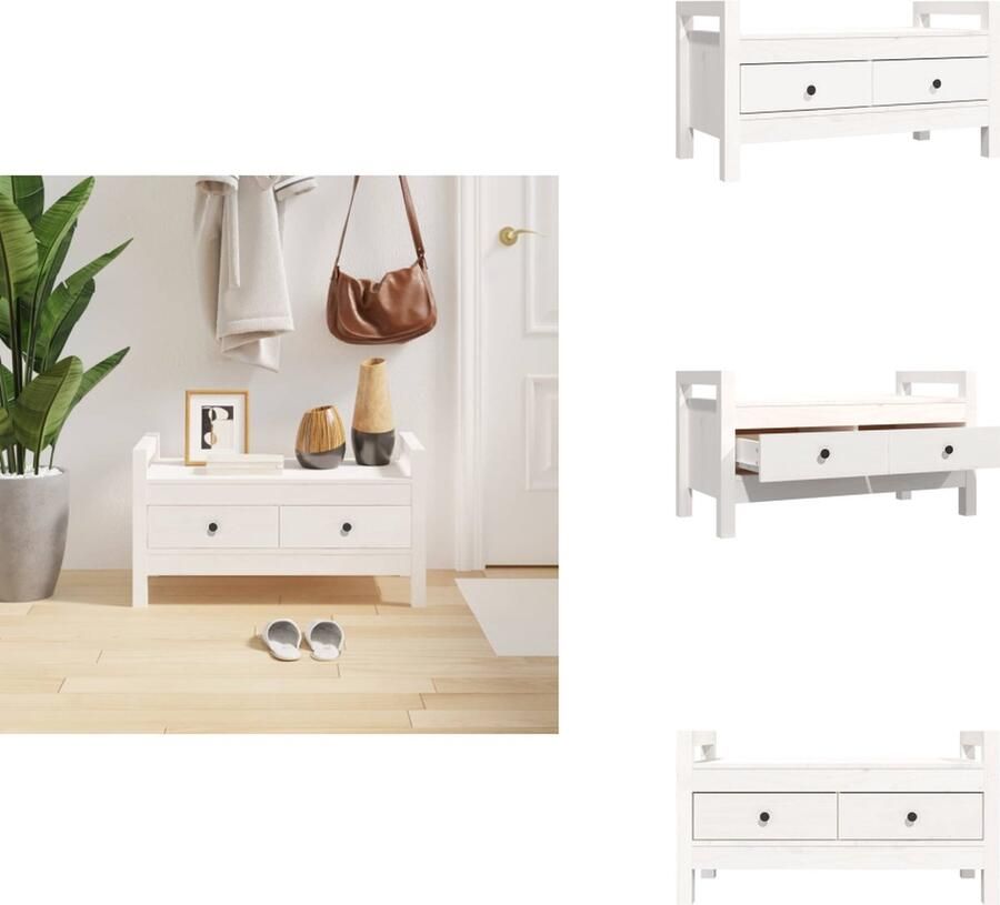 VidaXL Halbankje Halbankjes Bankje Gangbankje Halbankje 80x40x43 cm massief grenenhout wit