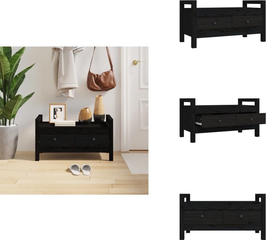 VidaXL Halbankje Halbankjes Bankje Gangbankje Halbankje 80x40x43 cm massief grenenhout zwart