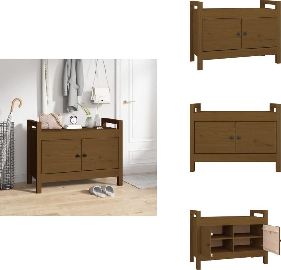 VidaXL Halbankje Halbankjes Bankje Gangbankje Halbankje 80x40x60 cm massief grenenhout honingbruin