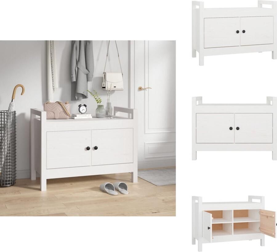 VidaXL Halbankje Halbankjes Bankje Gangbankje Halbankje 80x40x60 cm massief grenenhout wit