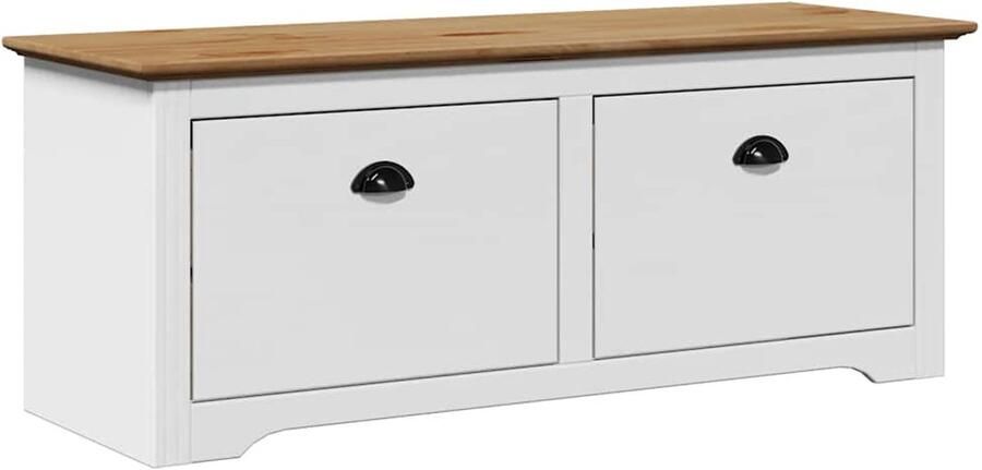 VidaXL Gangbank BODO 114x40x45 cm wit en bruin Gangbank Salontafel Houten Bank Vintage Bank Stoere Bank