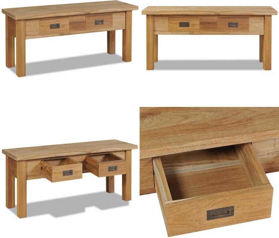 VidaXL Halbankjeje massief teakhout 90x30x40 cm Halbank Halbanken Hal Bank Hal Banken