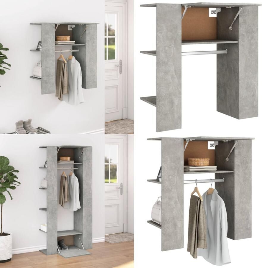 VidaXL Halmeubel 97 5x37x99 cm bewerkt hout betongrijs Gangkast Gangkasten Gangmeubel Gangkast