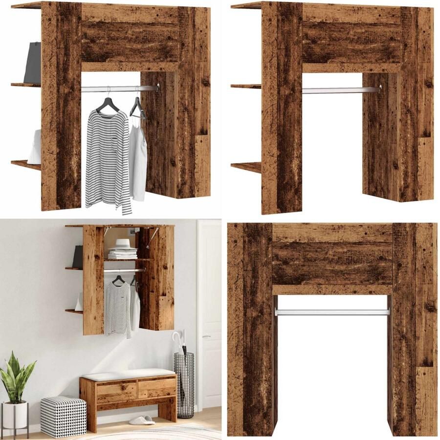 VidaXL Halmeubel 97 5x37x99 cm bewerkt hout oud houtkleurig Gangkast Gangkasten Gangmeubel Gangkast