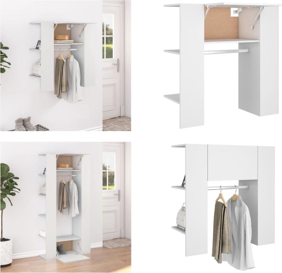 VidaXL Halmeubel 97-5x37x99 cm bewerkt hout wit Gangkast Gangkasten Gangmeubel Gangkast