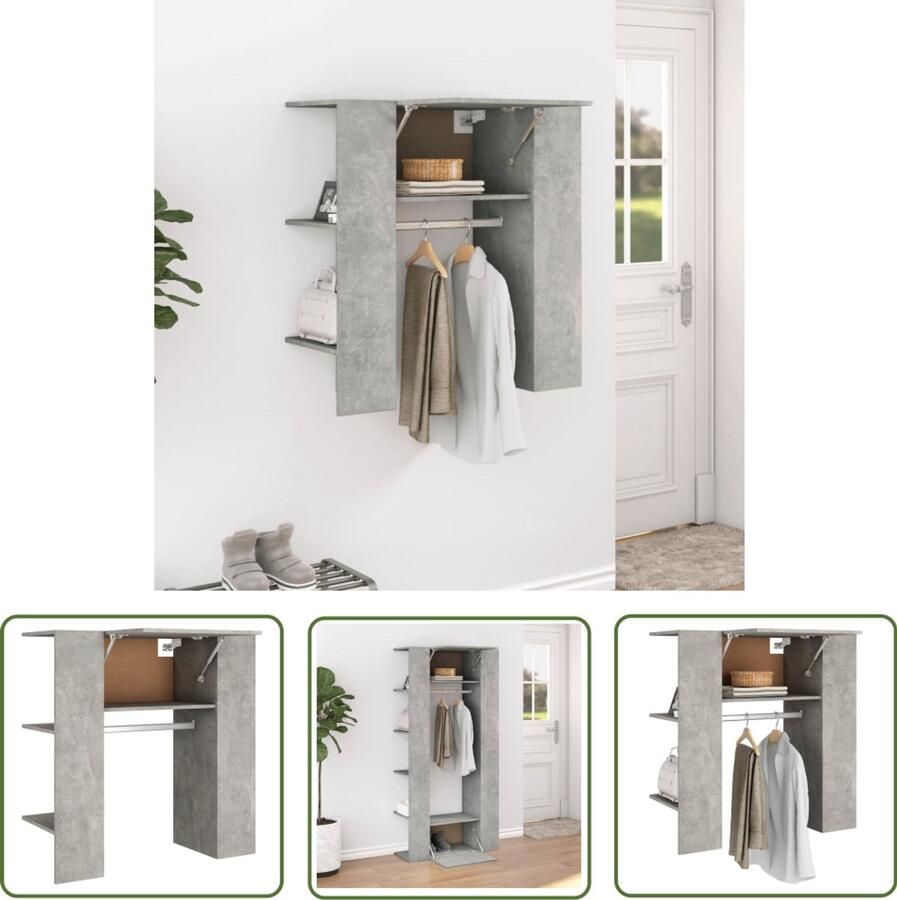 VidaXL Halmeubel Betongrijs 97 5x37x99 cm Gangkast Halmeubel Modern Beton Grijs Opbergruimte Houten Kast Badkamerkast