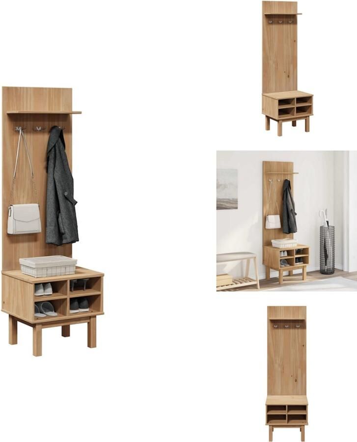 VidaXL Halmeubel Halmeubelen Gangkast Halkast Gangkast OTTA 50x40x160 cm massief grenenhout