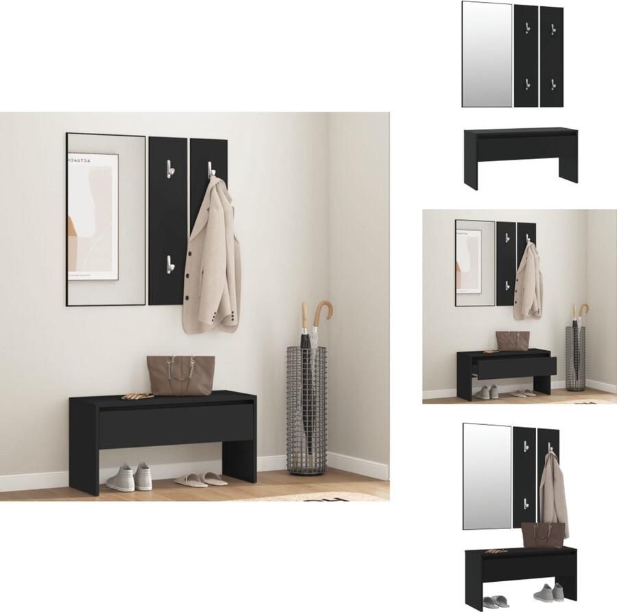 The Living Store Gangkastenset Zwart 80 x 30.5 x 40 cm Stevig materiaal Veel opbergmogelijkheden Multifunctionele bank Gangkast Halstandaard Opbergbanken Kastje Meubels Voor De Hal