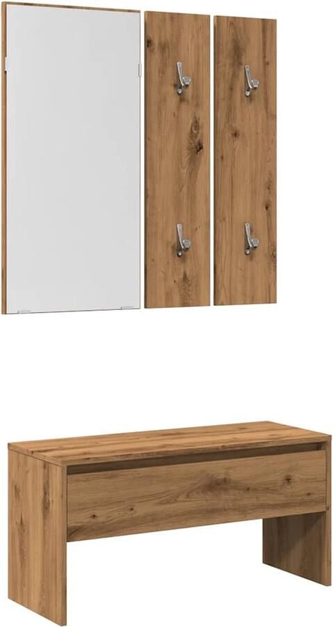 VidaXL Halmeubelset bewerkt hout artisanaal eikenkleur