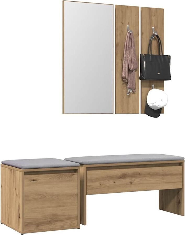 VidaXL Halmeubelset bewerkt hout artisanaal eikenkleur