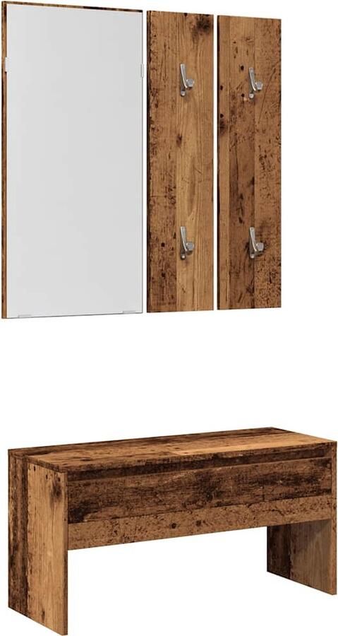 VidaXL Halmeubelset bewerkt hout oud houtkleurig