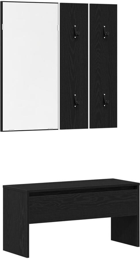 VidaXL Hal meubelset 4 pcs Zwart eiken 80 x 30.5 x 40 cm Bewerkt hout - Foto 2