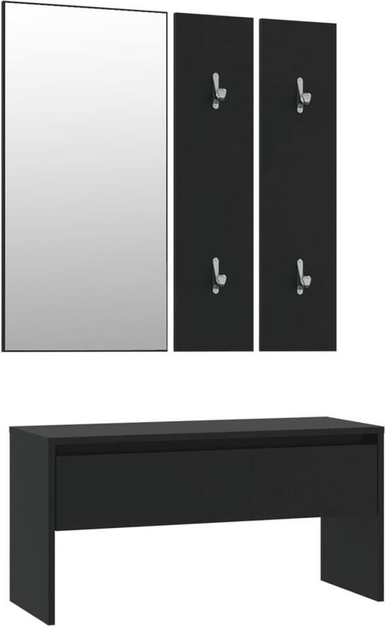 The Living Store Gangkastenset Zwart 80 x 30.5 x 40 cm Stevig materiaal Veel opbergmogelijkheden Multifunctionele bank Gangkast Halstandaard Opbergbanken Kastje Meubels Voor De Hal - Foto 2