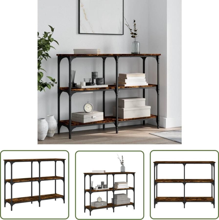 The Living Store Wandtafel Trendy Haltafel Afmeting- 100 x 29 x 75 cm Kleur- Gerookt eiken Ken- Verstelbare poten Wandtafel Haltafel Consoletafel Houten Tafeltje Industrieel Design