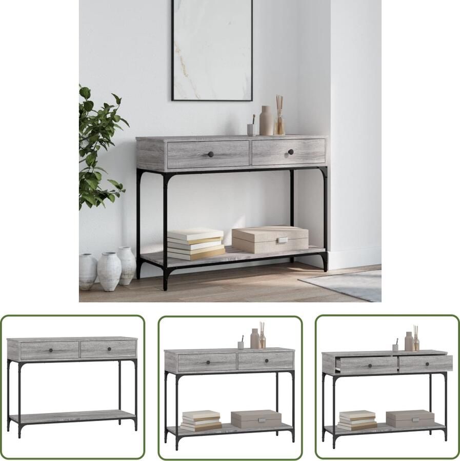The Living Store Wandtafel 100x34 5x75 cm bewerkt hout grijs sonoma eikenkleurig Wandtafel Haltafel Bijzettafel Moderne Tafel Grijze Tafel