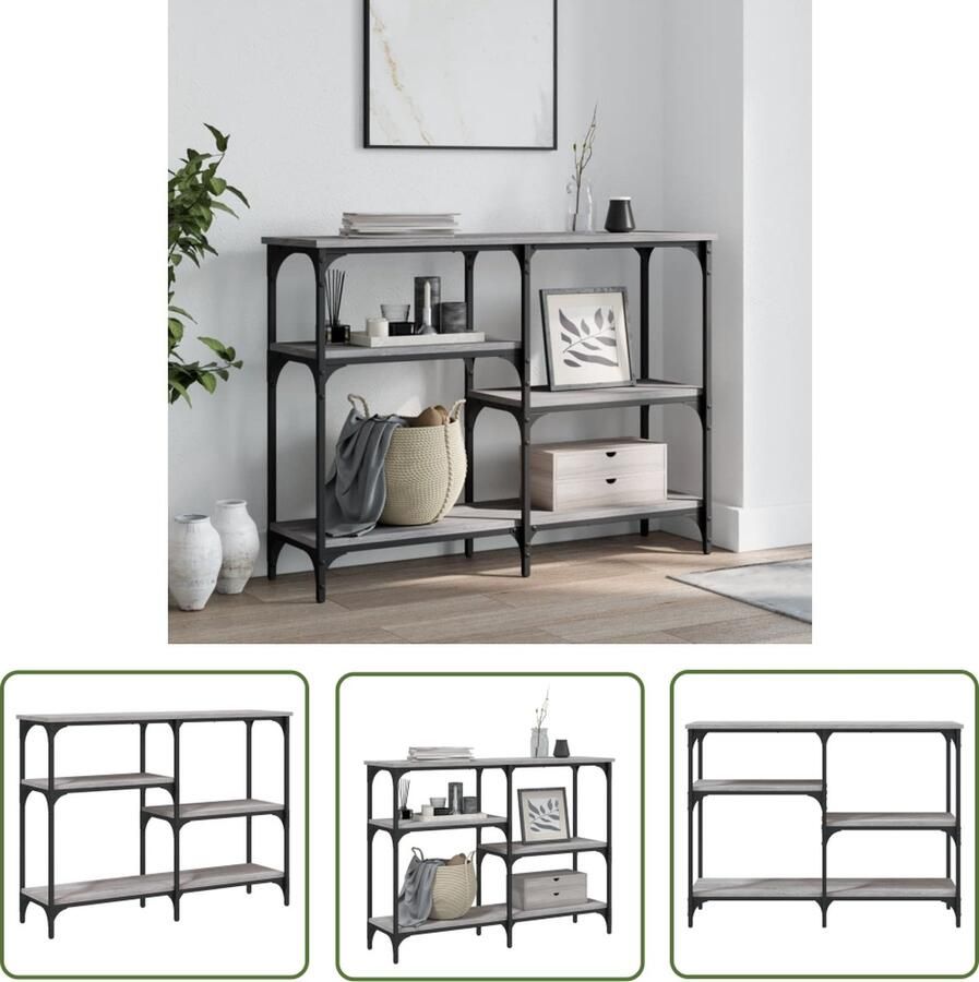 The Living Store Wandtafel 102x29x75 cm bewerkt hout grijs sonoma eikenkleurig Wandtafel Haltafel Bijzettafel Grijze Tafel Houten Tafel