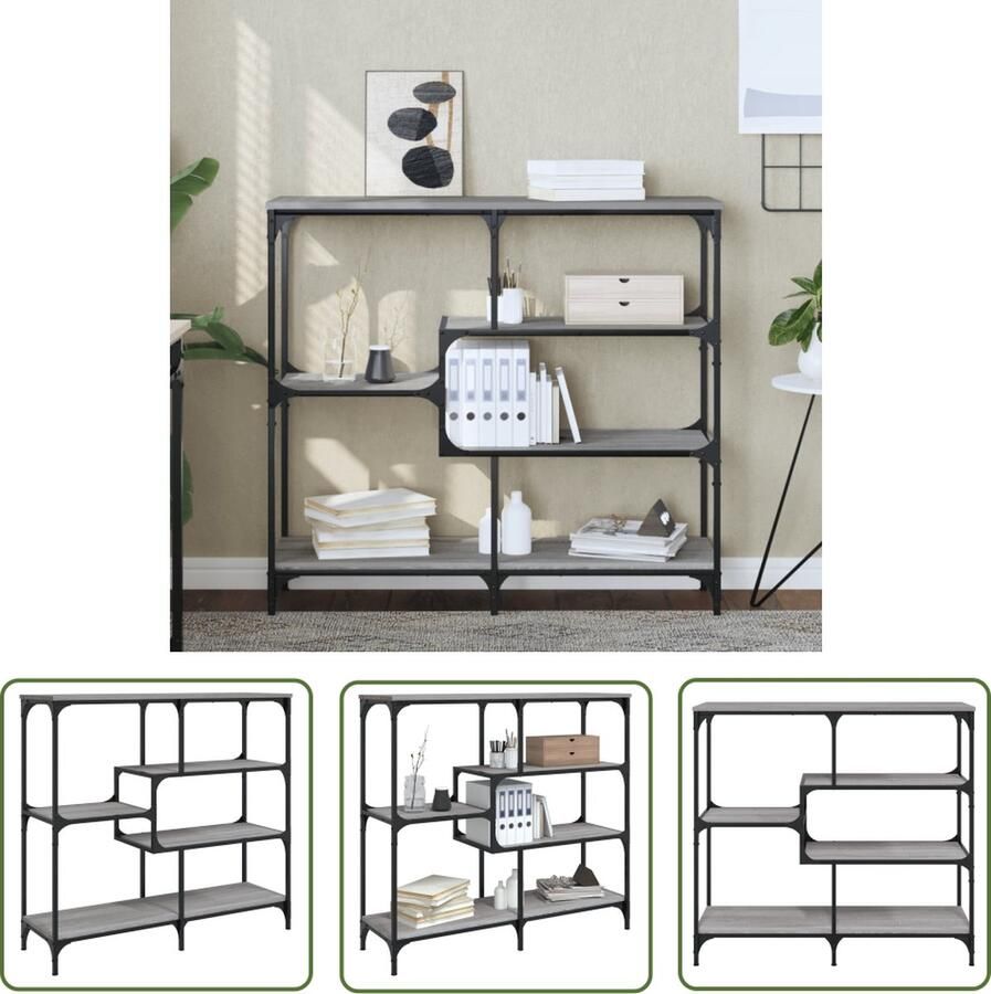 The Living Store Wandtafel 103x32x95 cm bewerkt hout grijs sonoma eikenkleurig Wandtafel Haltafel Consoletafel Houten Tafel Grijze Tafel