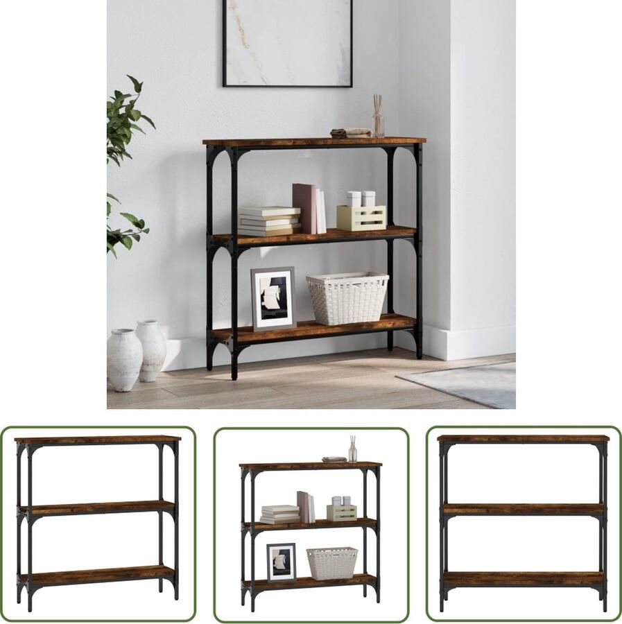 The Living Store Wandtafel Gerookt Eiken Halmeubel 75 x 22.5 x 75 cm Verstelbare Poten Wandtafel Haltafel Consoletafel Industrieel Design Houten Tafel