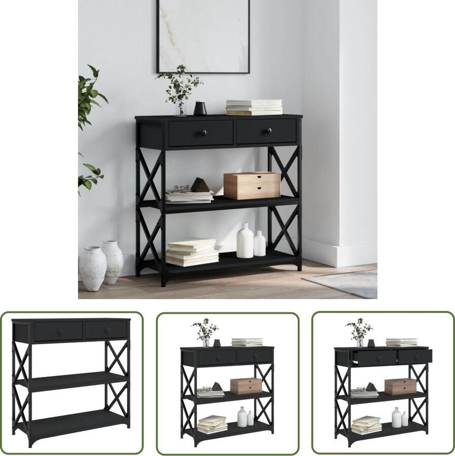 The Living Store Wandtafel Trendy Haltafel 75 x 28 x 75 cm Duurzaam hout en metaal Wandtafel Haltafel Consoletafel Houten Tafeltje Industrieel Meubel