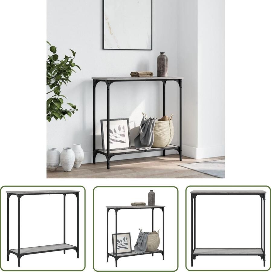 The Living Store Wandtafel Trendy Haltafel Afmetingen- 75 x 30.5 x 75 cm Kleur- Grijs Materiaal- Bewerkt hout en metaal Wandtafel Haltafel Consoletafel Grijze Tafel Houten Tafel