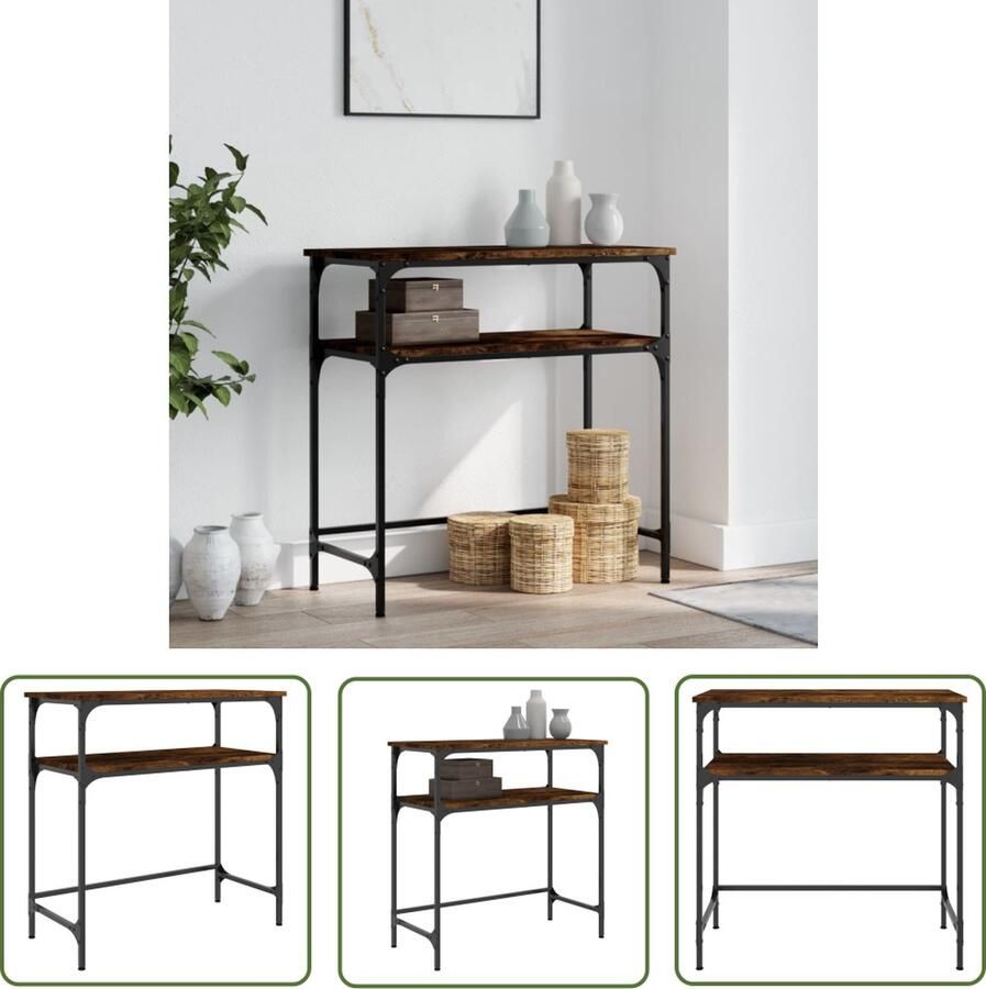 The Living Store Wandtafel Haltafel 120x40 cm Bewerkt hout Verstelbare poten Wandtafel Haltafel Consoletafel Houten Tafeltje Industrieel Design