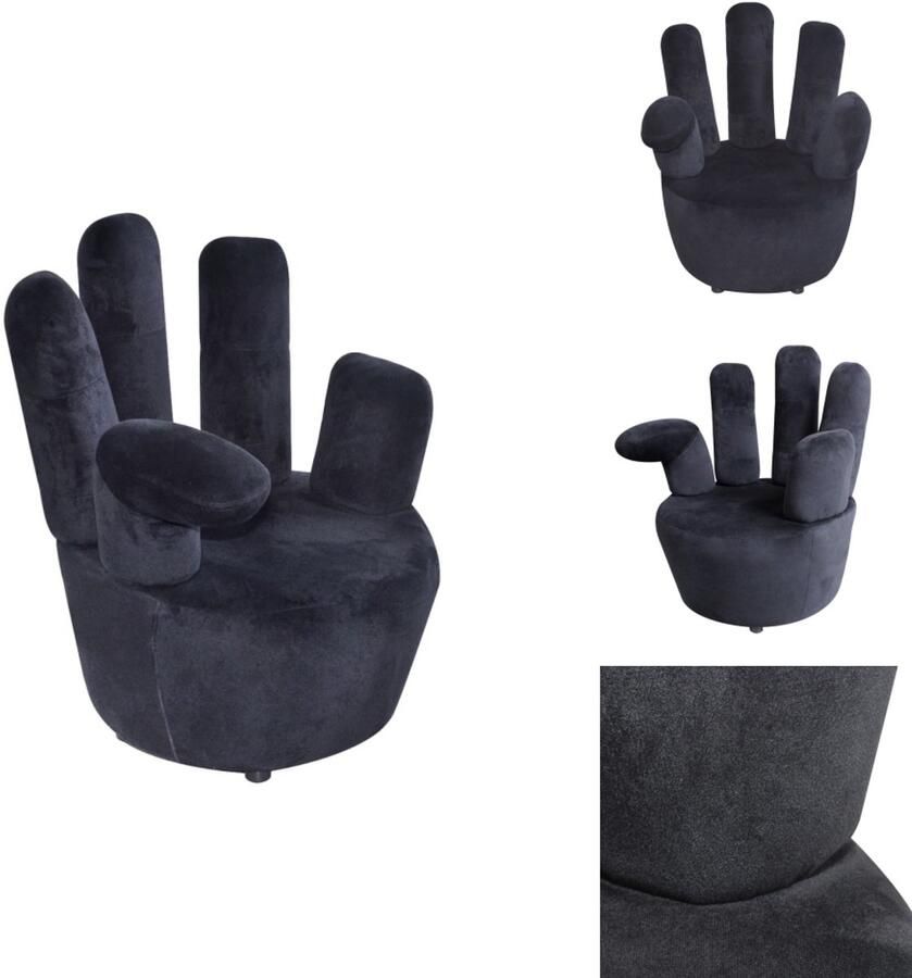 VidaXL Handstoel Handstoelen Stoel Stoelen Stoel handvormig fluweel zwart