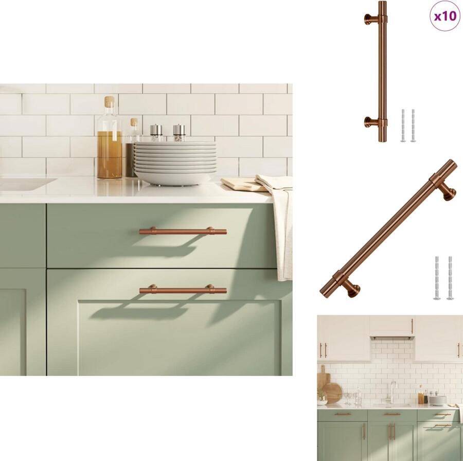 VidaXL Handvat Handvatten Handgreep Voor Kast Handgreep Handvatten 10 st 128 mm roestvrij staal bronskleurig