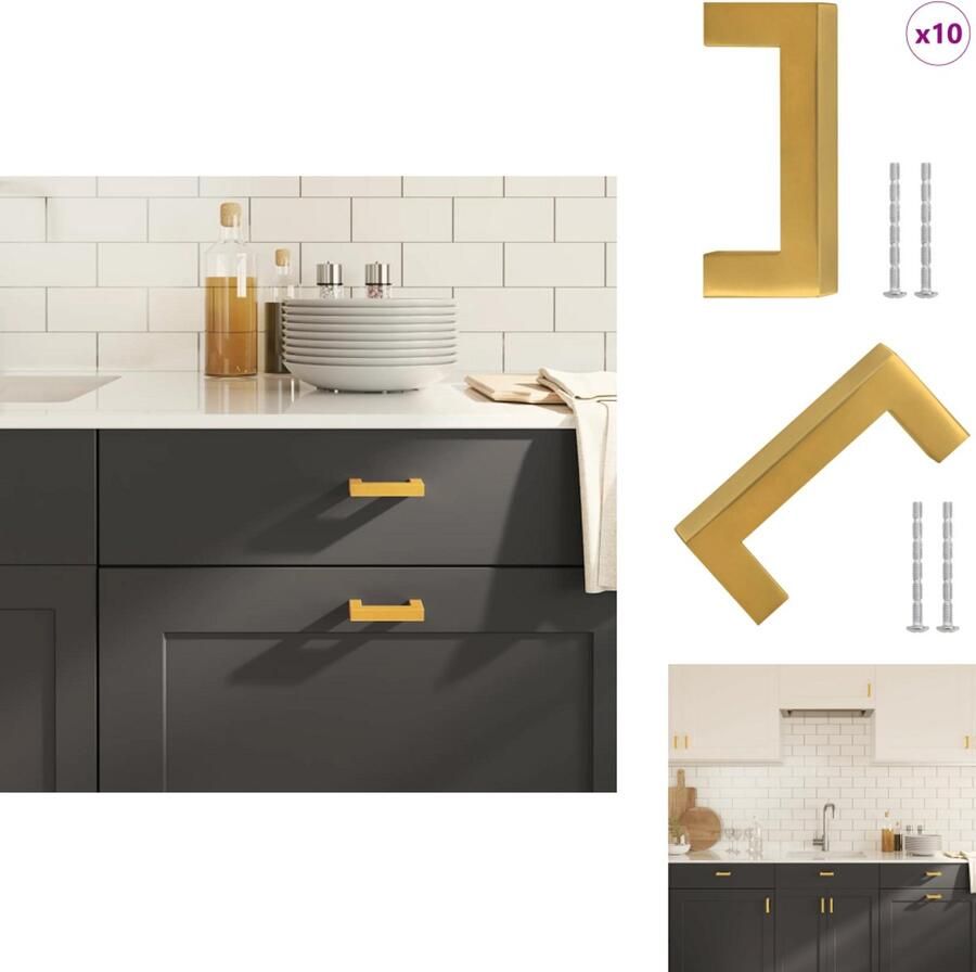 VidaXL Handvat Handvatten Handgreep Voor Kast Handgreep Handvatten 10 st 64 mm roestvrij staal goudkleurig