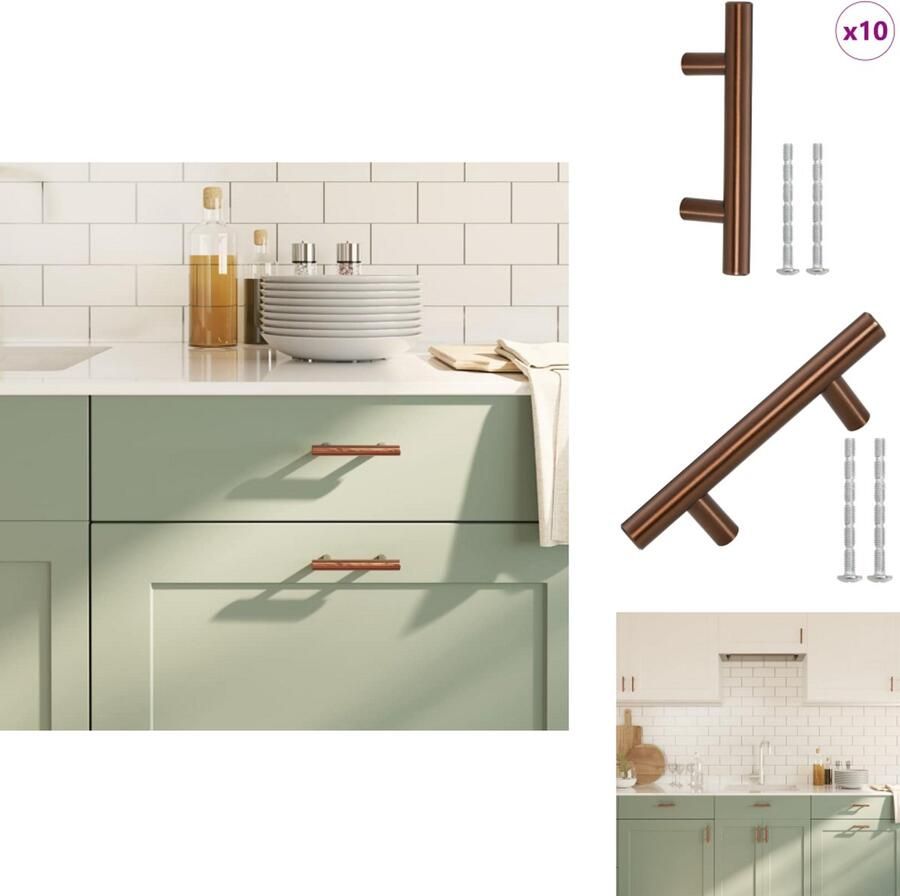 VidaXL Handvat Handvatten Handgreep Voor Kast Handgreep Handvatten 10 st 64 mm roestvrij staal bronskleurig