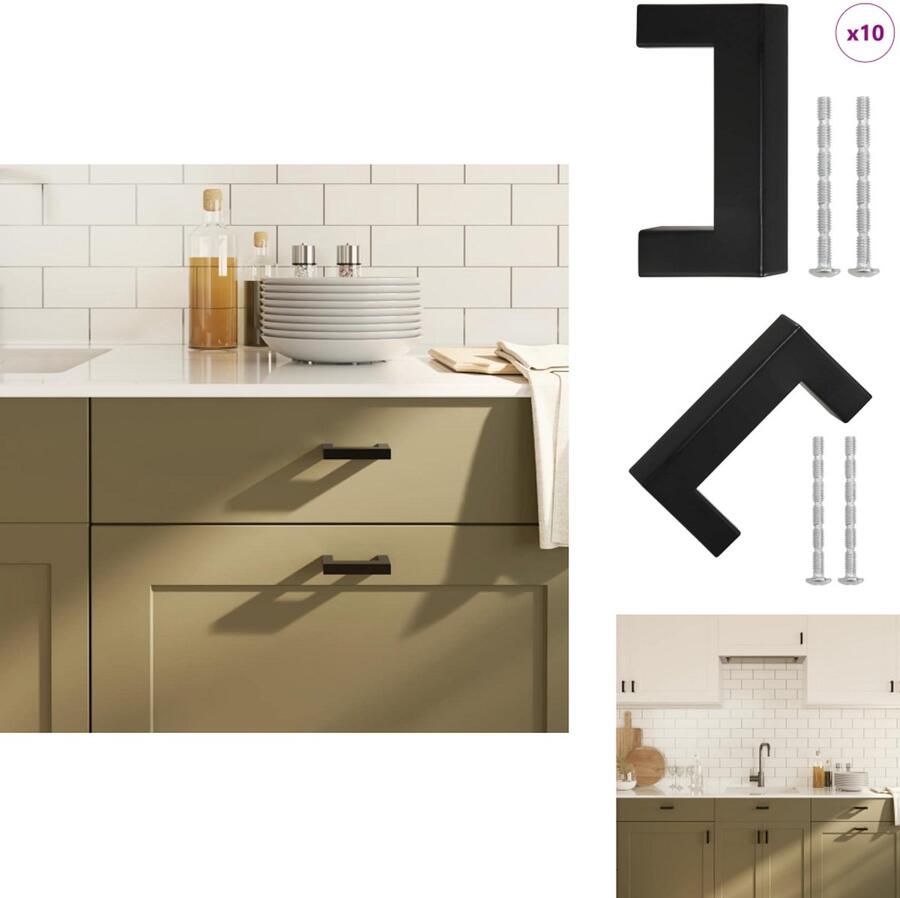 VidaXL Handvat Handvatten Handgreep Voor Kast Handgreep Handvatten 10 st 64 mm roestvrij staal zwart