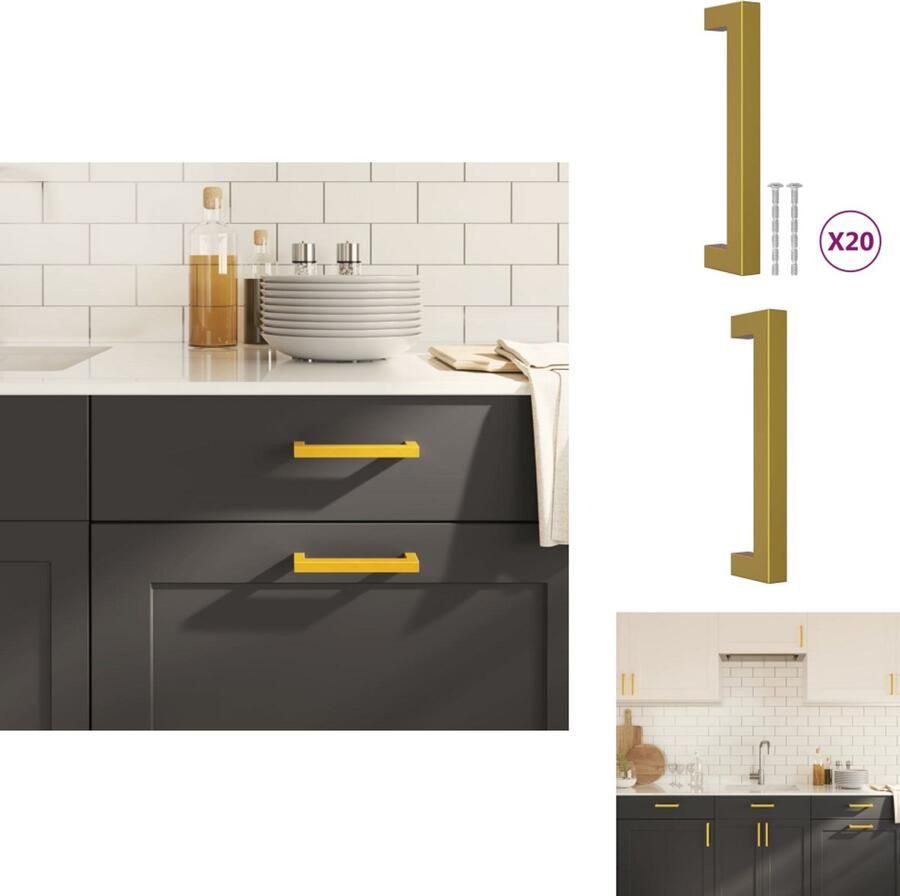 VidaXL Handvat Handvatten Handgreep Voor Kast Handgreep Handvatten 20 st 128 mm roestvrij staal goudkleurig