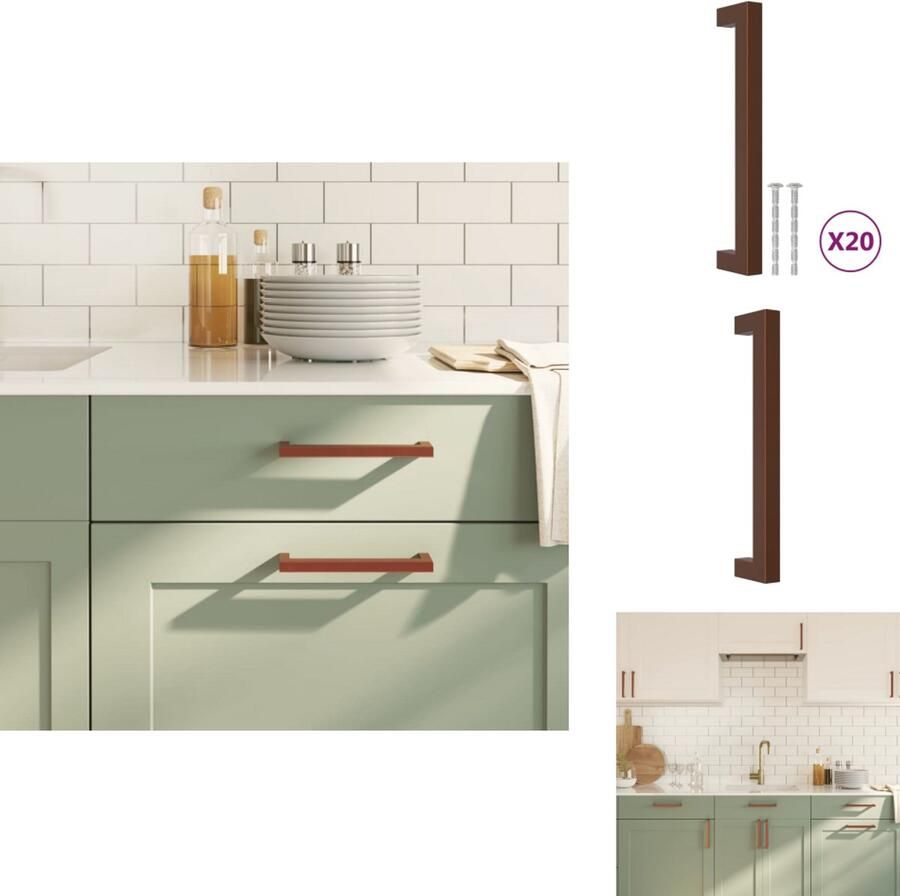 VidaXL Handvat Handvatten Handgreep Voor Kast Handgreep Handvatten 20 st 160 mm roestvrij staal bronskleurig
