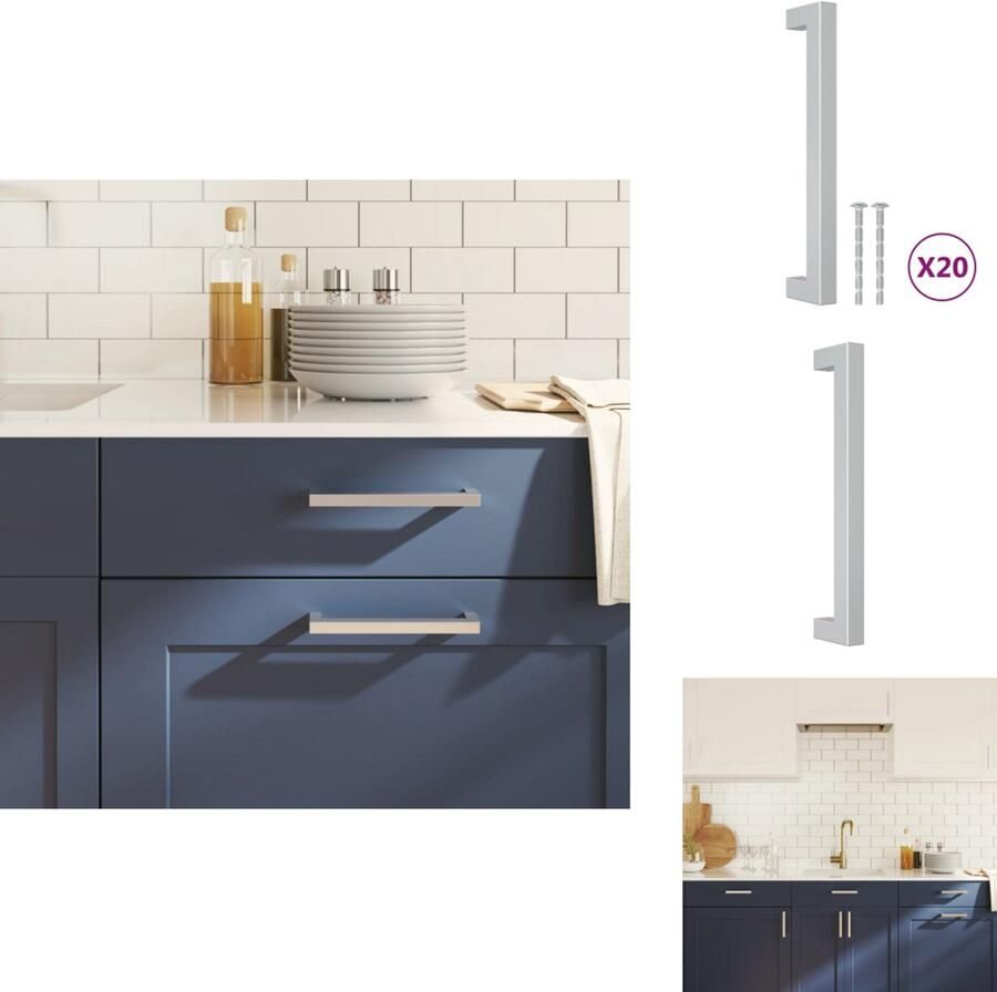 VidaXL Handvat Handvatten Handgreep Voor Kast Handgreep Handvatten 20 st 160 mm roestvrij staal zilverkleurig