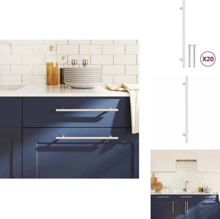 VidaXL Handvat Handvatten Handgreep Voor Kast Handgreep Handvatten 20 st 224 mm roestvrij staal zilverkleurig