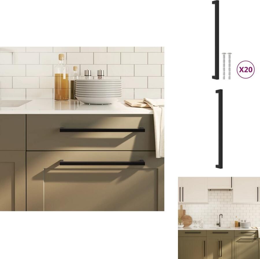 VidaXL Handvat Handvatten Handgreep Voor Kast Handgreep Handvatten 20 st 320 mm roestvrij staal zwart