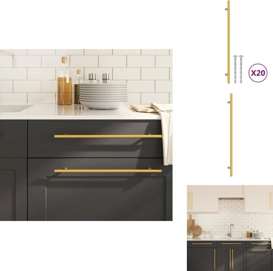 VidaXL Handvat Handvatten Handgreep Voor Kast Handgreep Handvatten 20 st 320 mm roestvrij staal goudkleurig