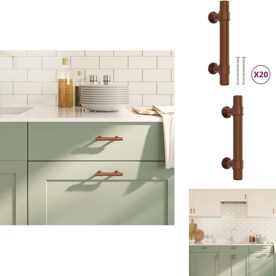 VidaXL Handvat Handvatten Handgreep Voor Kast Handgreep Handvatten 20 st 64 mm roestvrij staal bronskleurig - Foto 2