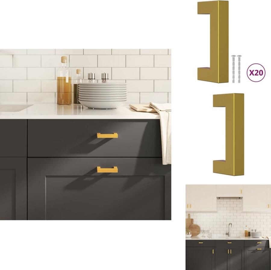 VidaXL Handvat Handvatten Handgreep Voor Kast Handgreep Handvatten 20 st 64 mm roestvrij staal goudkleurig