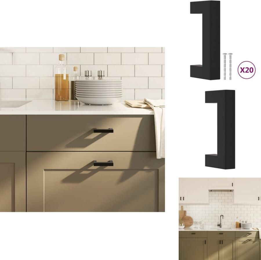 VidaXL Handvat Handvatten Handgreep Voor Kast Handgreep Handvatten 20 st 64 mm roestvrij staal zwart